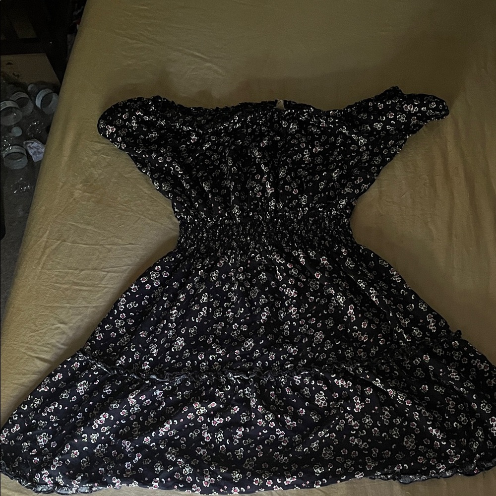 Floral Black Mini Dress